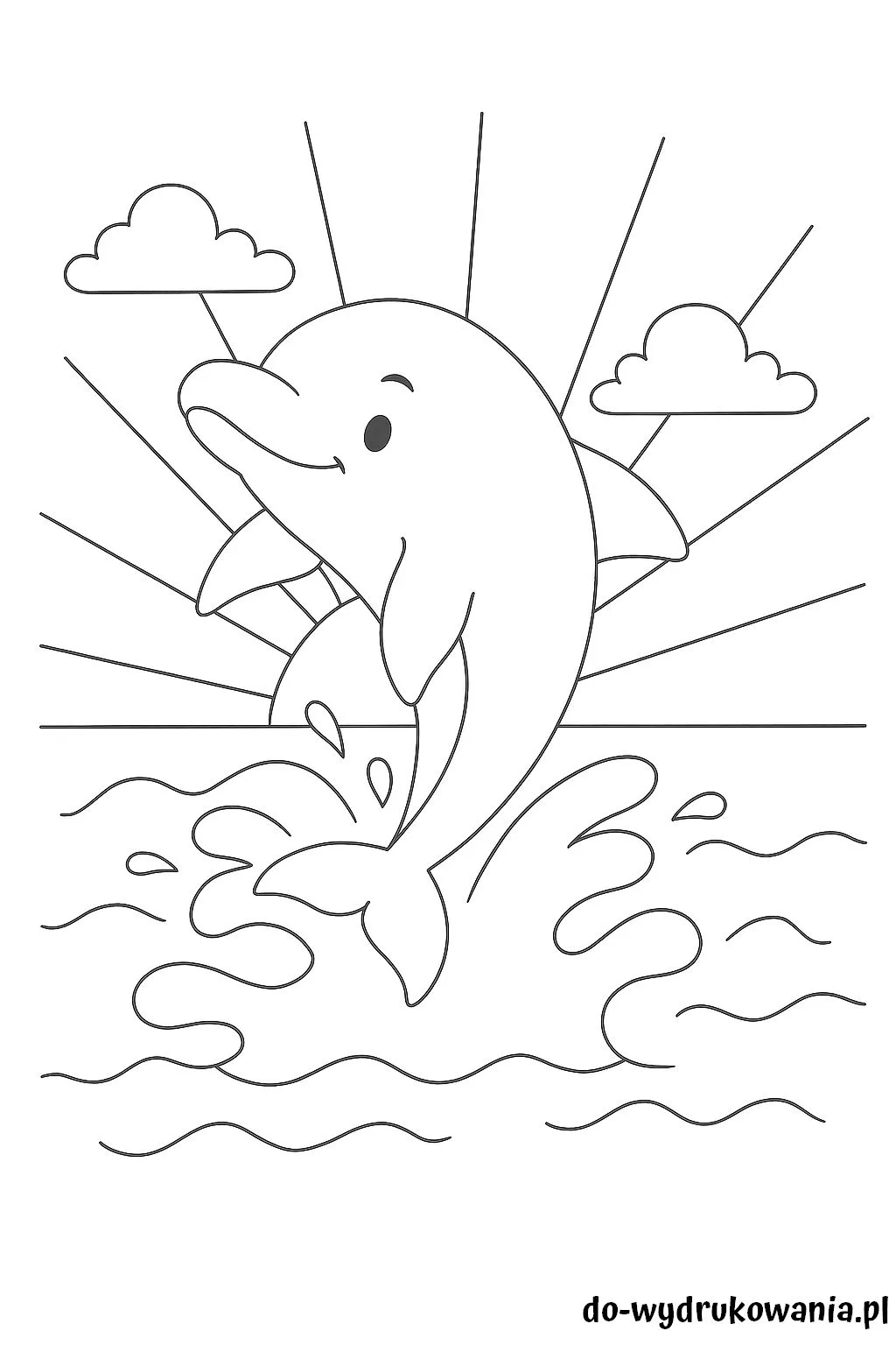 kolorowanka delfin do wydrukowania w formacie pdf