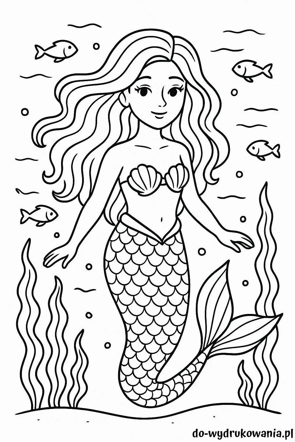 kolorowanka syrenka w wodzie do wydrukowania w formacie pdf