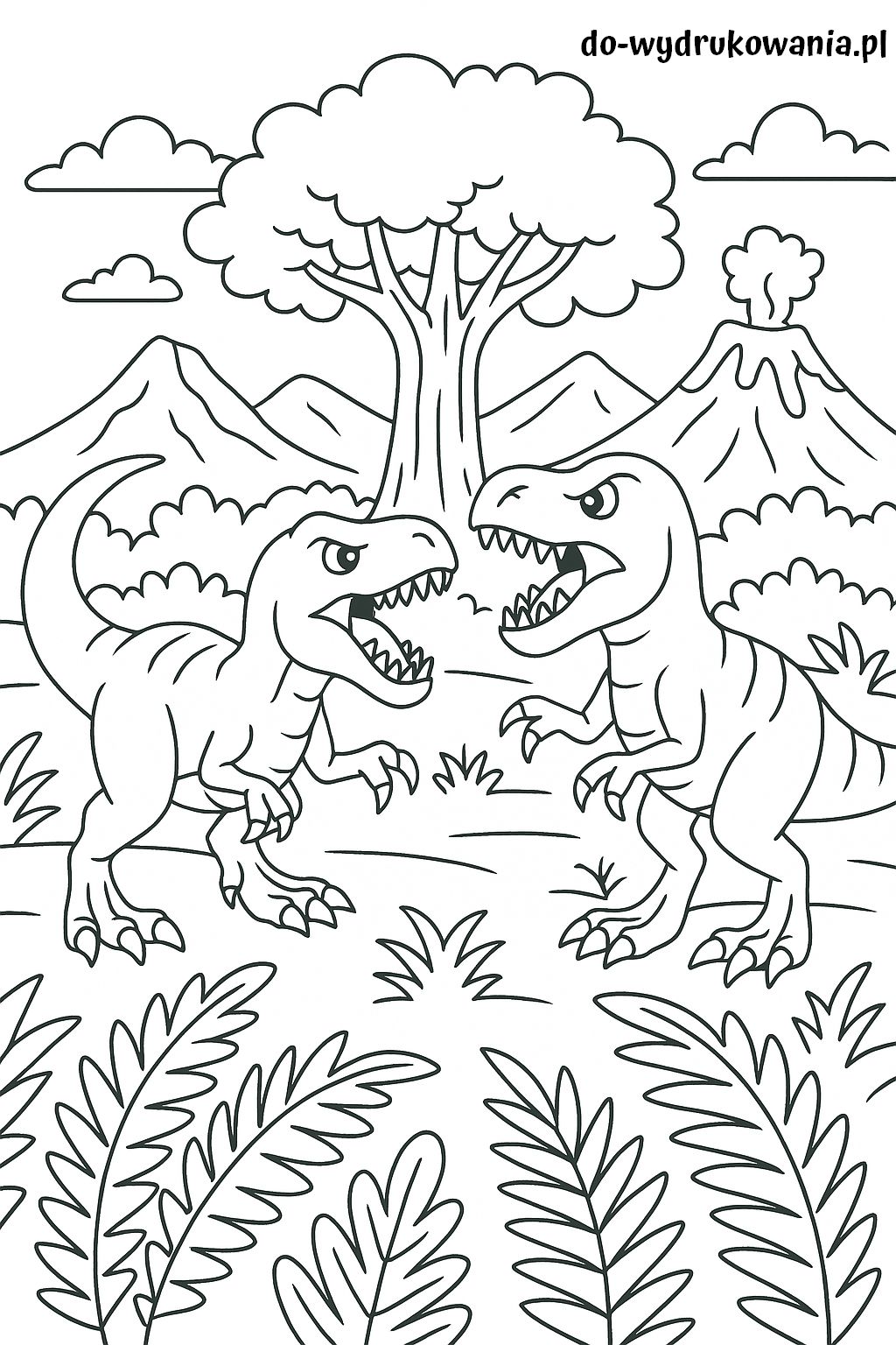 kolorowanka walczące dinozaury