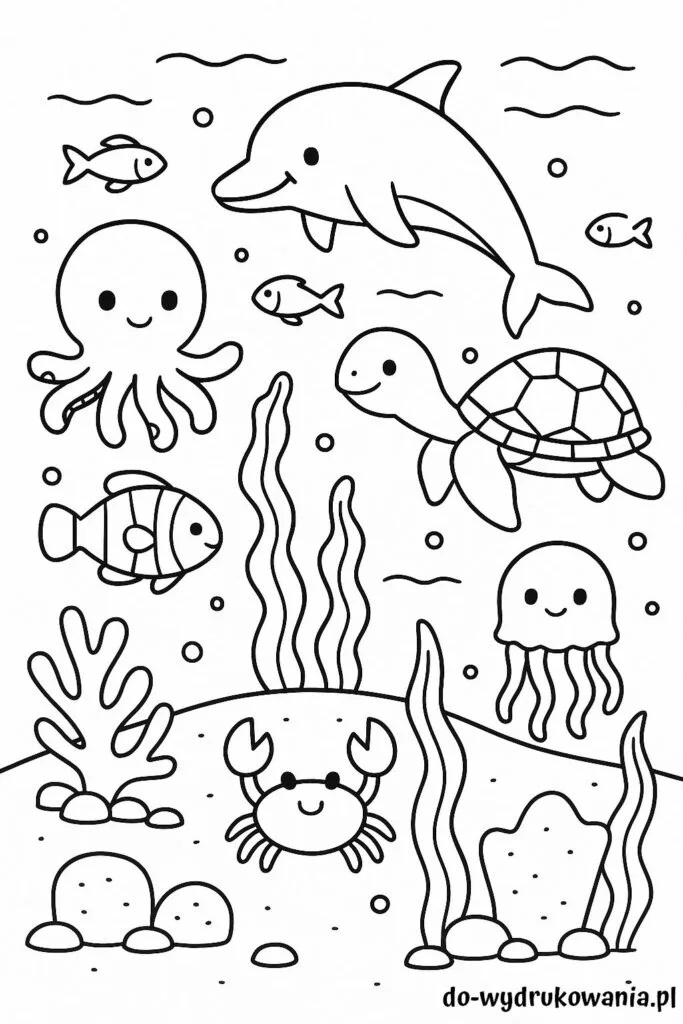 kolorowanka wodny świat do wydrukowania w formacie pdf