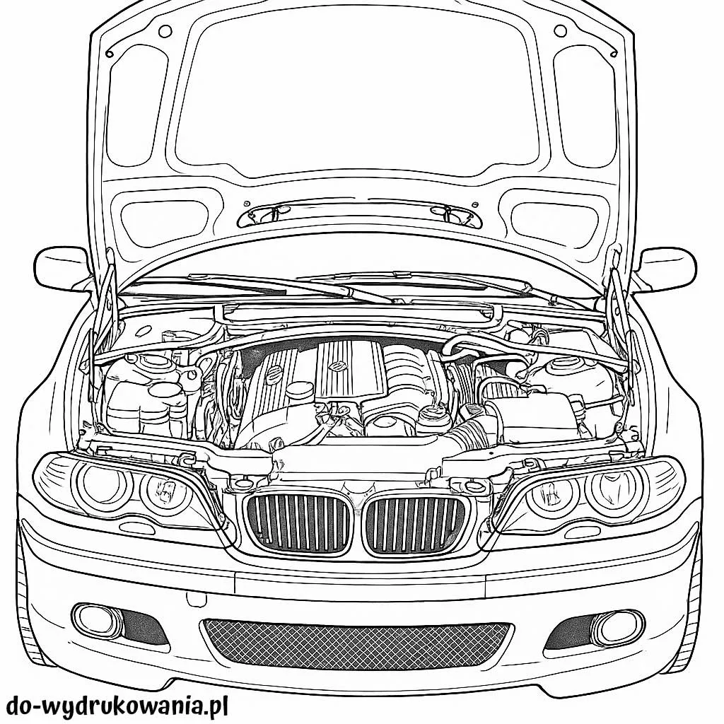 kolorowanka bmw e46 pod maską do wydrukowania w formacie pdf