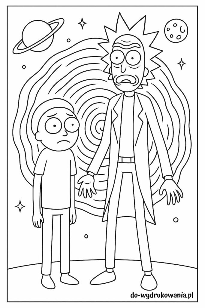 kolorowanka Rick i Morty do wydrukowania w formacie pdf