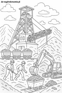 kolorowanka kopalnia do wydrukowania w formacie pdf