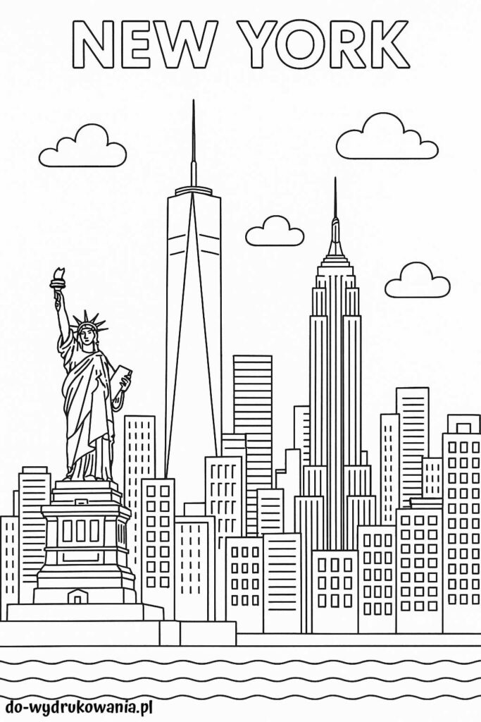 kolorowanka nowy york do wydrukowania w formacie pdf