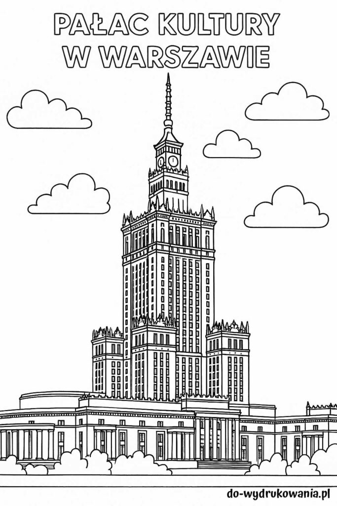 kolorowanka pałac kultury do wydrukowania w formacie pdf