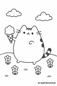 kolorowanka pusheen z lodami do wydrukowania w formacie pdf