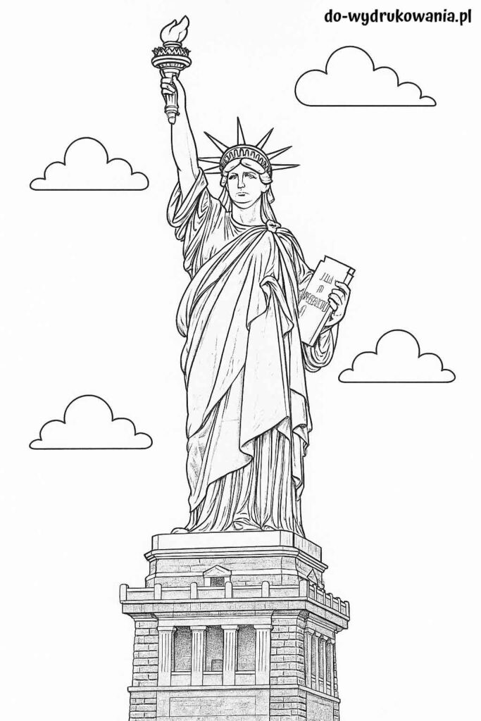 kolorowanka statua wolności do wydrukowania w formacie pdf