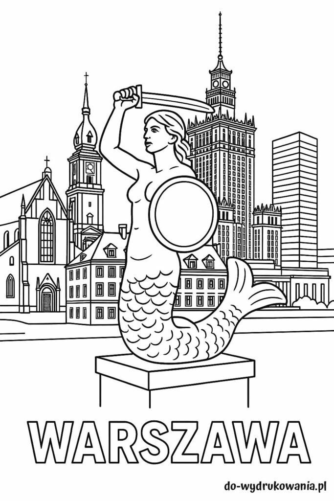 kolorowanka Warszawa do wydrukowania w formacie pdf