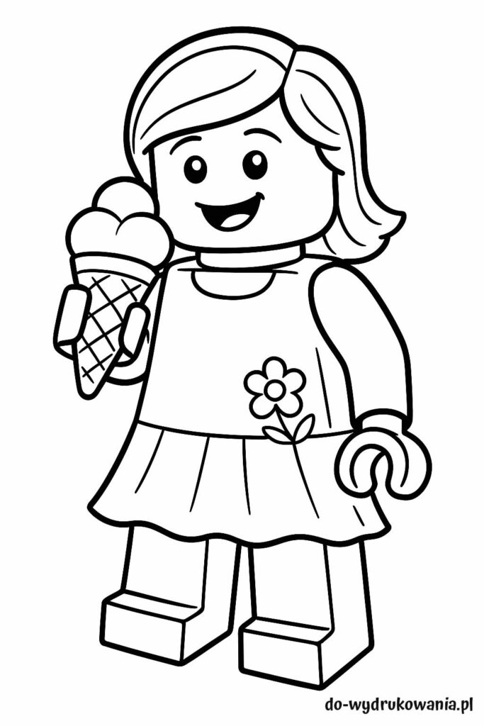 kolorowanka dziewczynka lego je lody do wydrukowania w formacie pdf