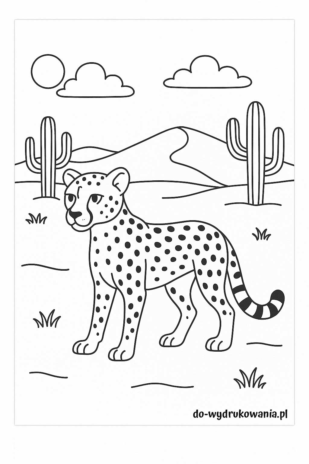 kolorowanka gepard do wydrukowania w formacie pdf