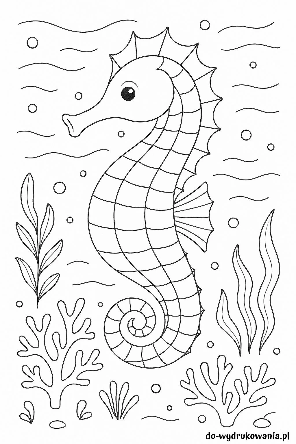 kolorowanka konik morski do wydrukowania w formacie pdf