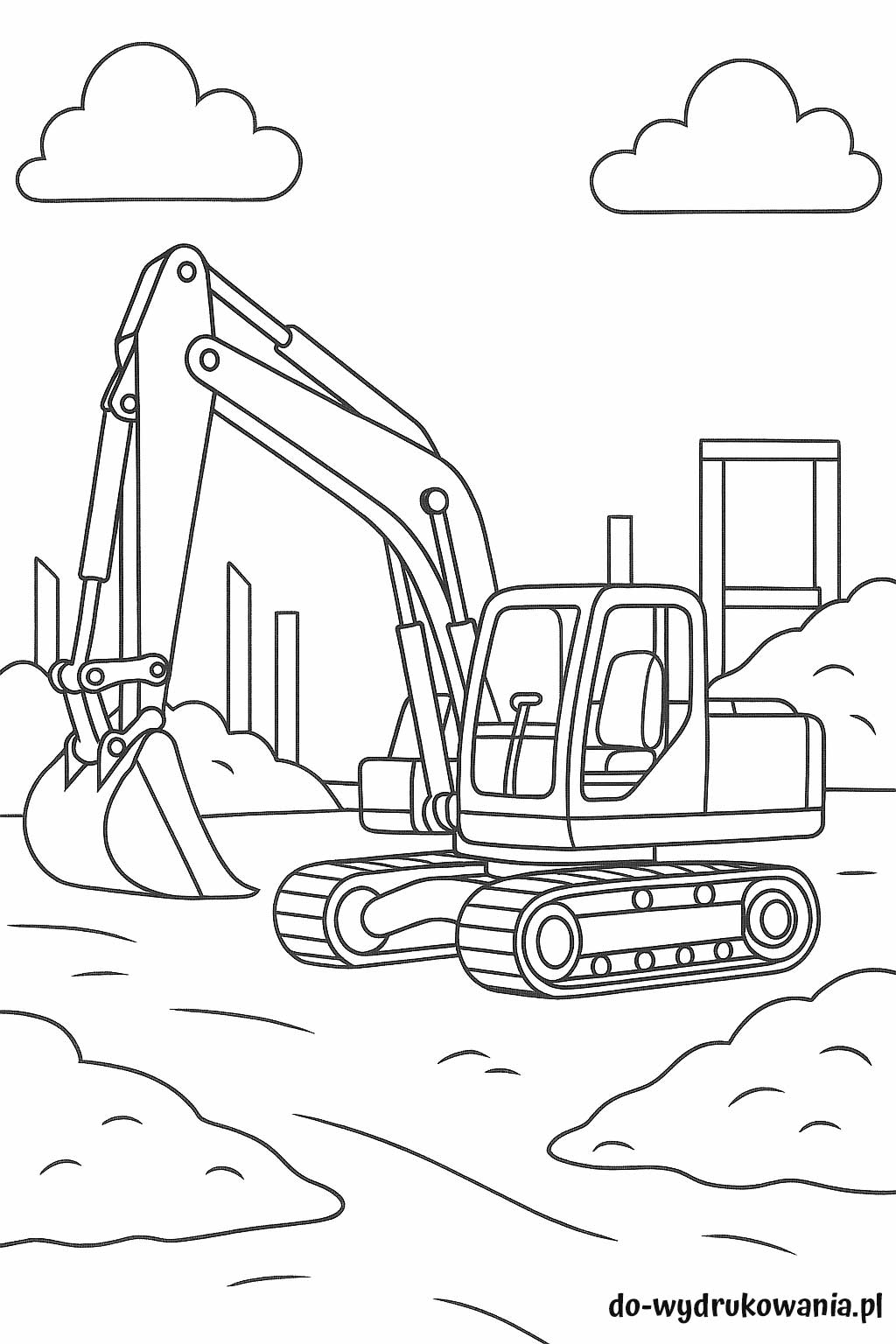 kolorowanka koparka do wydrukowania w formacie pdf
