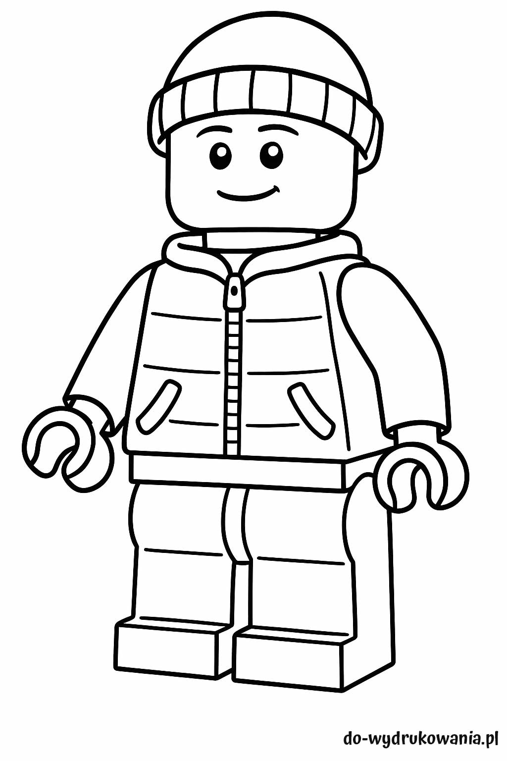 kolorowanka ludzik lego w czapce i bluzie do wydrukowania w formacie pdf