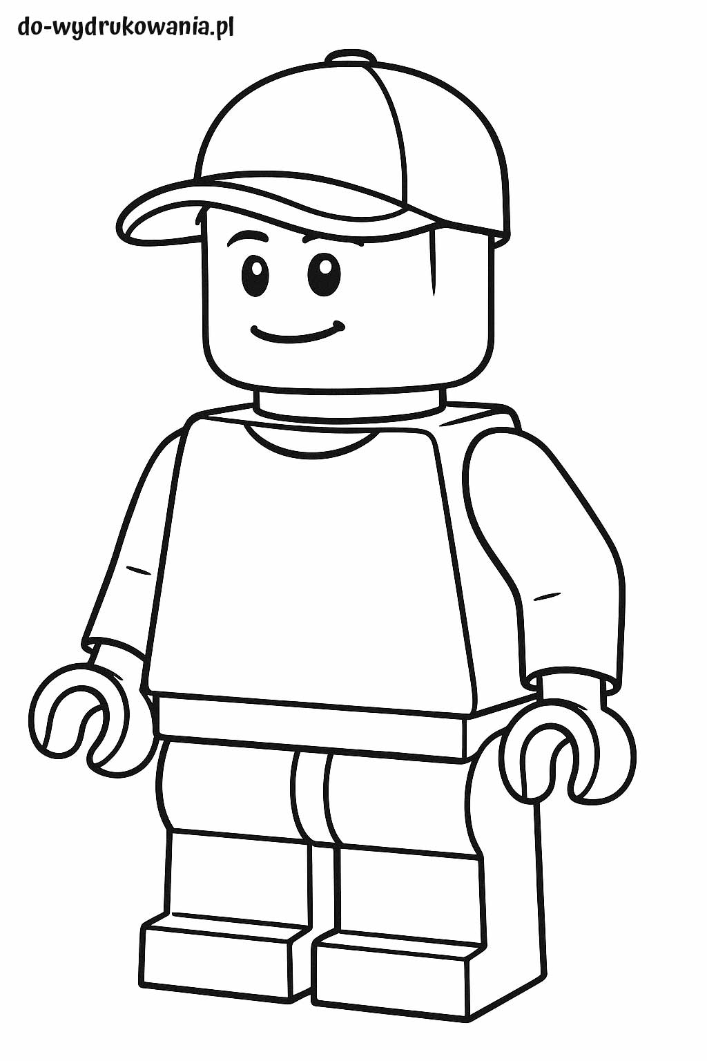kolorowanka ludzik lego w czapeczce z daszkiem do wydrukowania w formacie pdf