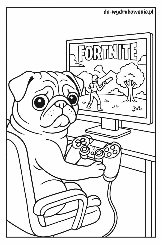 kolorowanka mops gra w fortnite do wydrukowania w formacie pdf