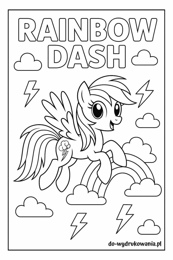kolorowanka my little pony rainbow dash do wydrukowania w formacie pdf