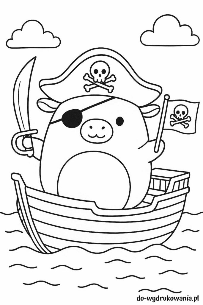 kolorowanka squishmallows pirat do wydrukowania w formacie pdf