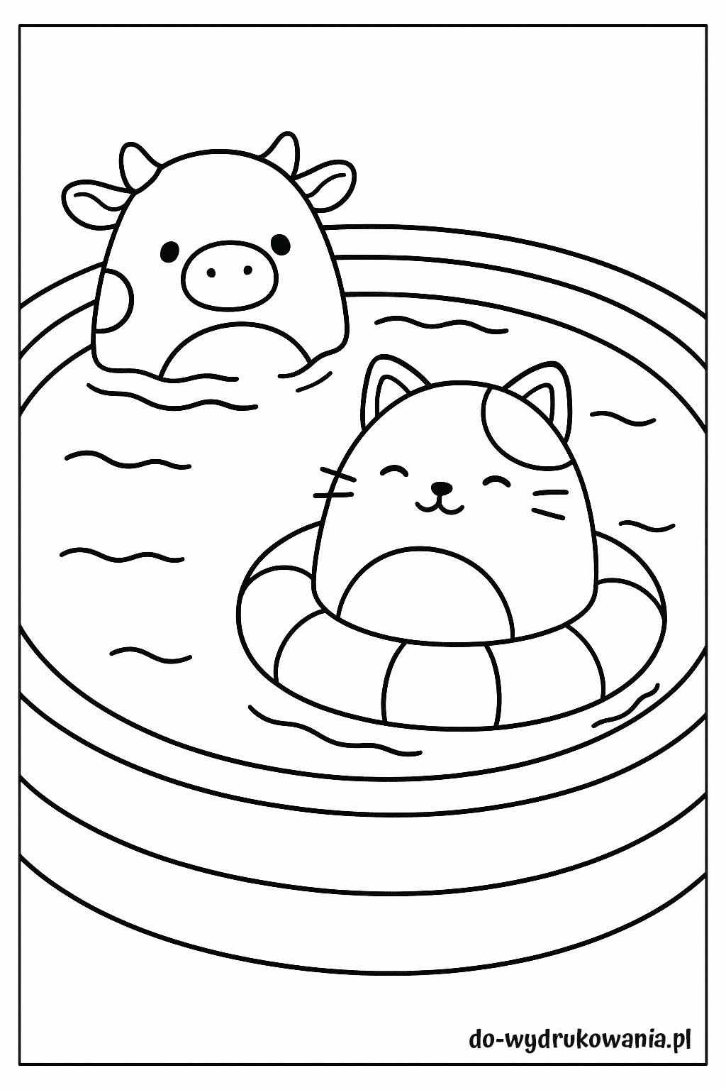 kolorowanka squishmallows w basenie do wydrukowania w formacie pdf