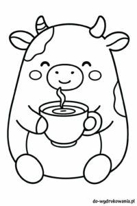 kolorowanka squishmallows z kawą do wydrukowania w formacie pdf