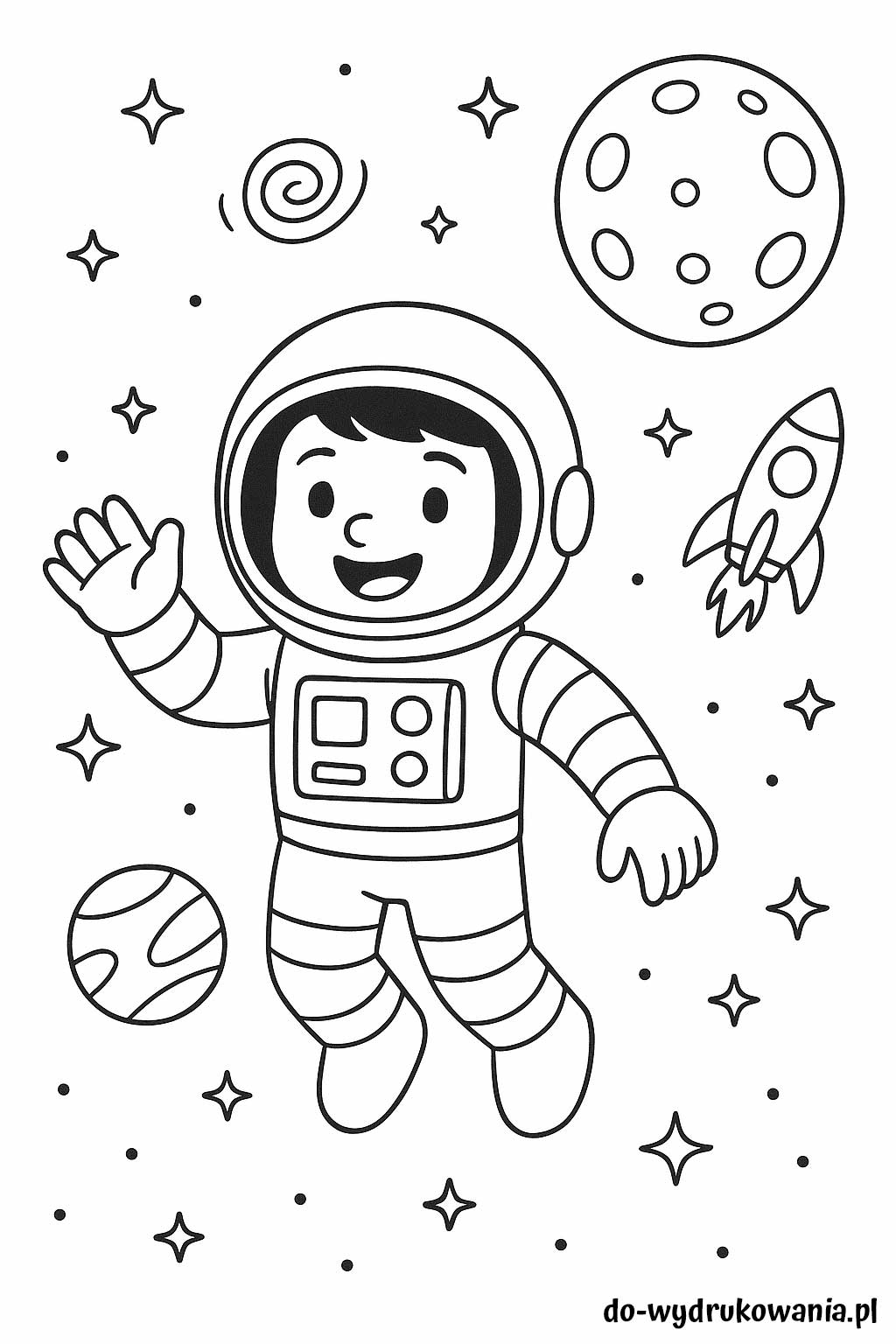 kolorowanka astronauta do wydrukowania w formacie pdf