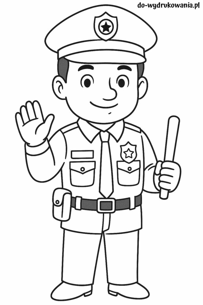 kolorowanka policjant do wydrukowania w formacie pdf