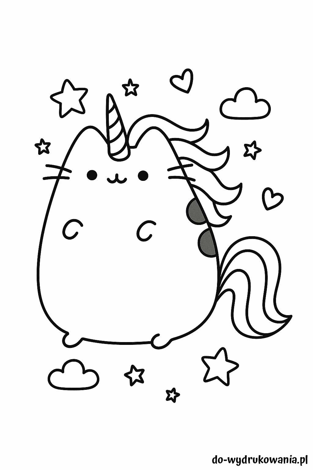 kolorowanka pusheen jednorożec do wydrukowania w formacie pdf