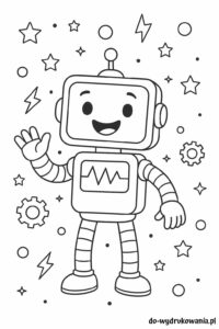 kolorowanka robot w kosmosie do wydrukowania w formacie pdf