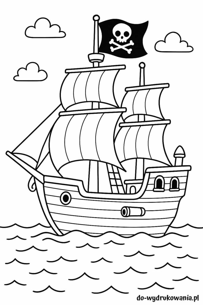 kolorowanka statek piracki do wydrukowania w formacie pdf