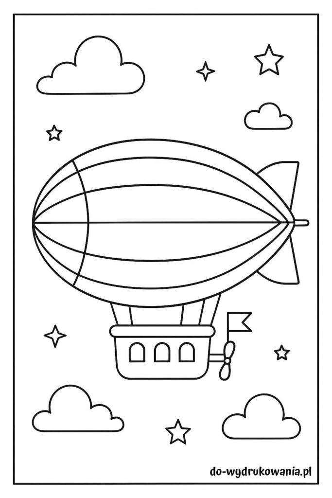 Kolorowanka sterowiec do wydrukowania w formacie pdf