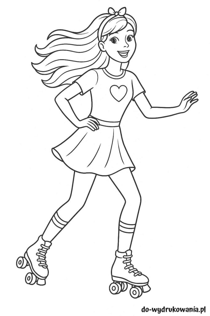 Kolorowanka Barbie na rolkach do wydrukowania w formacie pdf