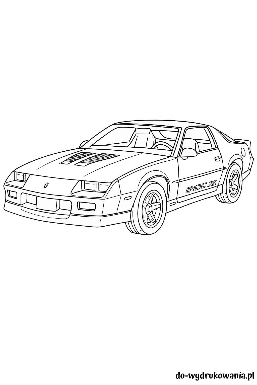Kolorowanka Chevrolet Camaro Z28 IROC-Z do wydrukowania w formacie pdf