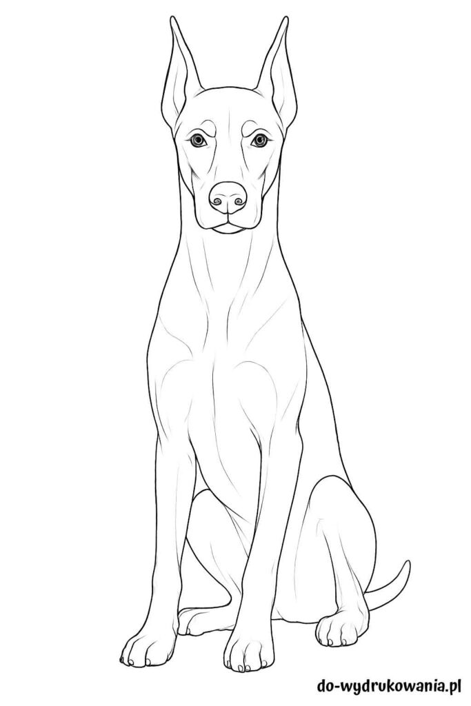 Kolorowanka Doberman do wydrukowania w formacie pdf