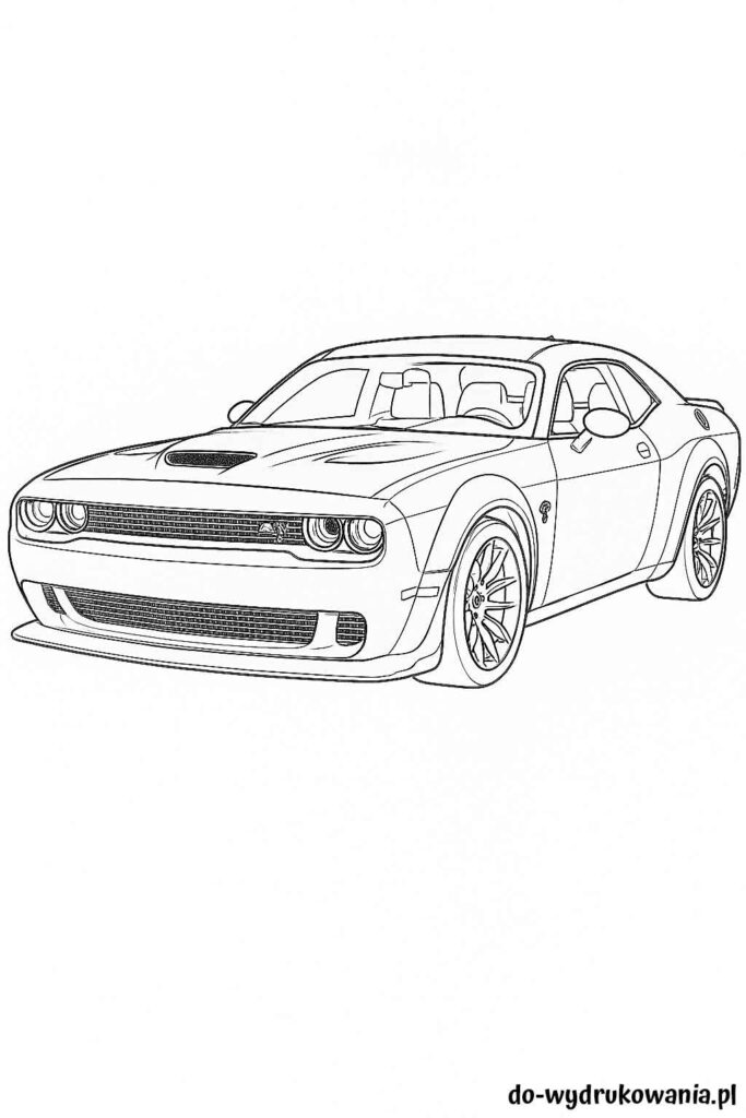 Kolorowanka Dodge Chalenger Hellcat Redeye do wydrukowania w formacie pdf