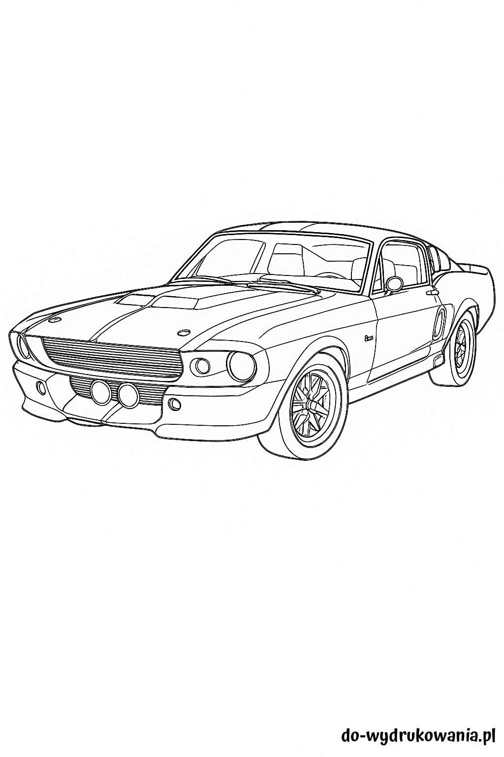 Kolorowanka Ford Mustang GT500 Eleanor do wydrukowania w formacie pdf