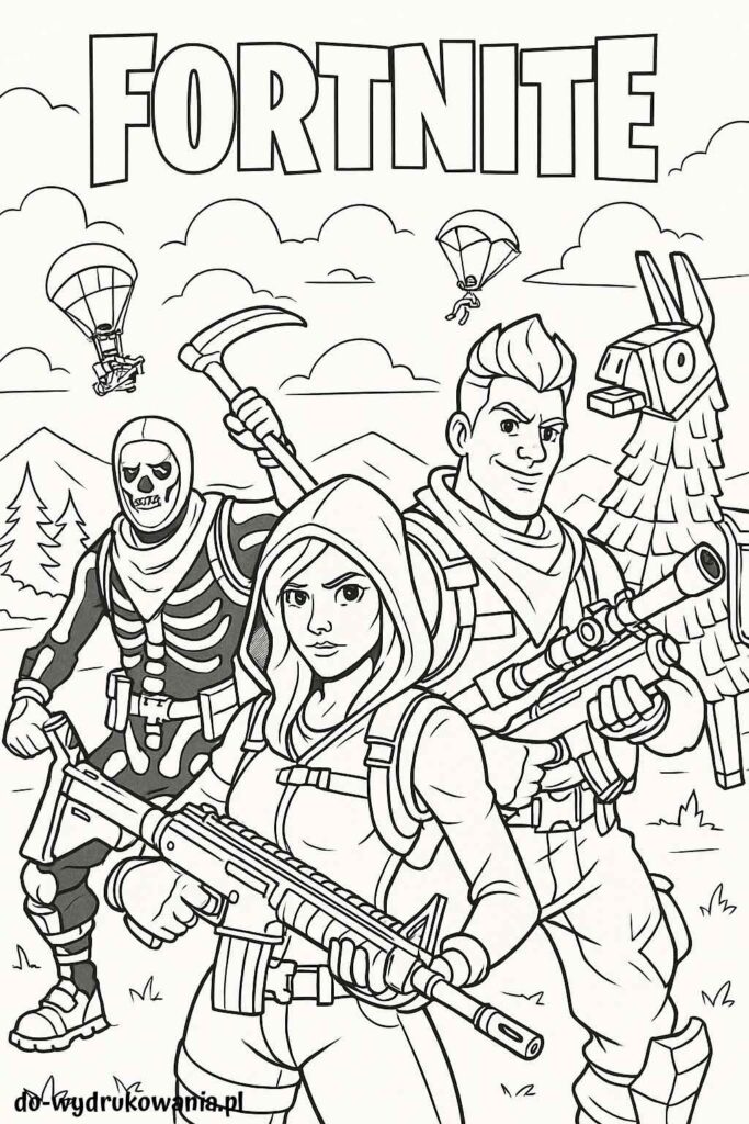 Kolorowanka Fortnite z Jonesy do wydrukowania w formacie pdf