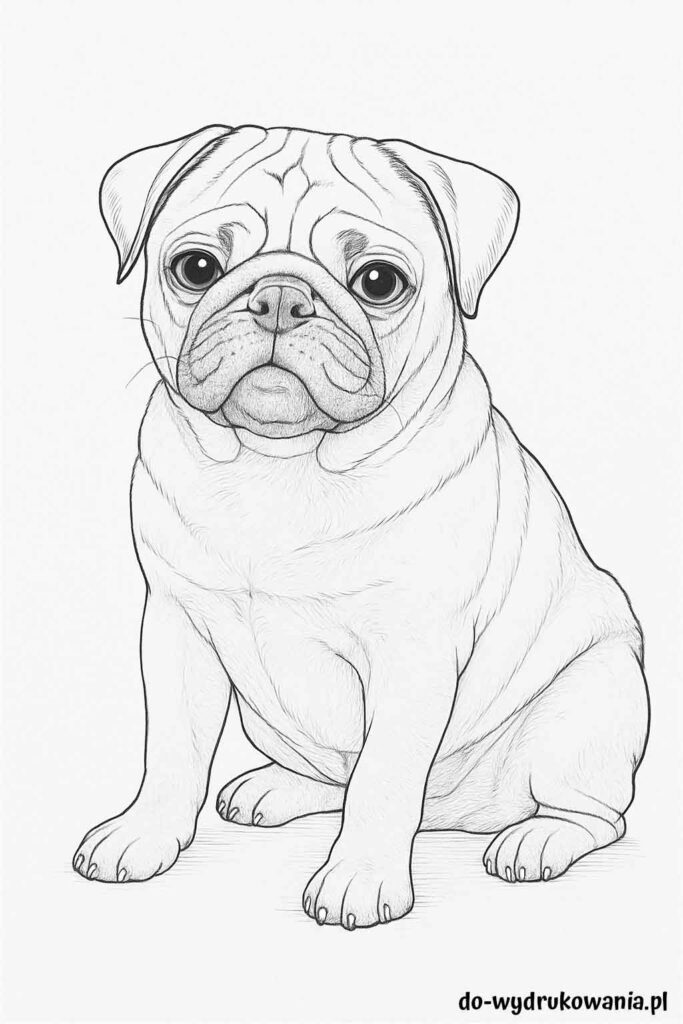 Kolorowanka Mops do wydrukowania w formacie pdf