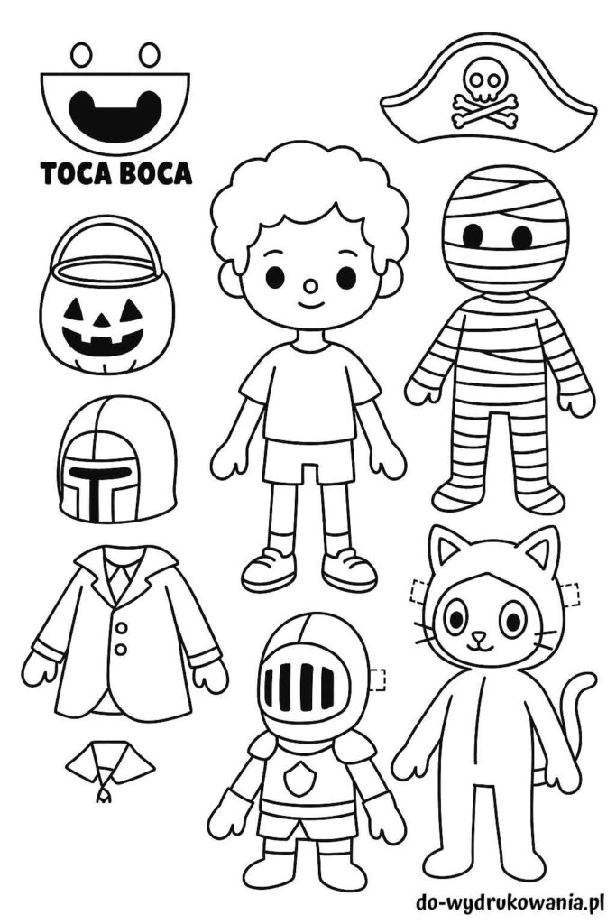 Kolorowanka Toca Boca na halloween 2 do wydrukowania w formacie pdf