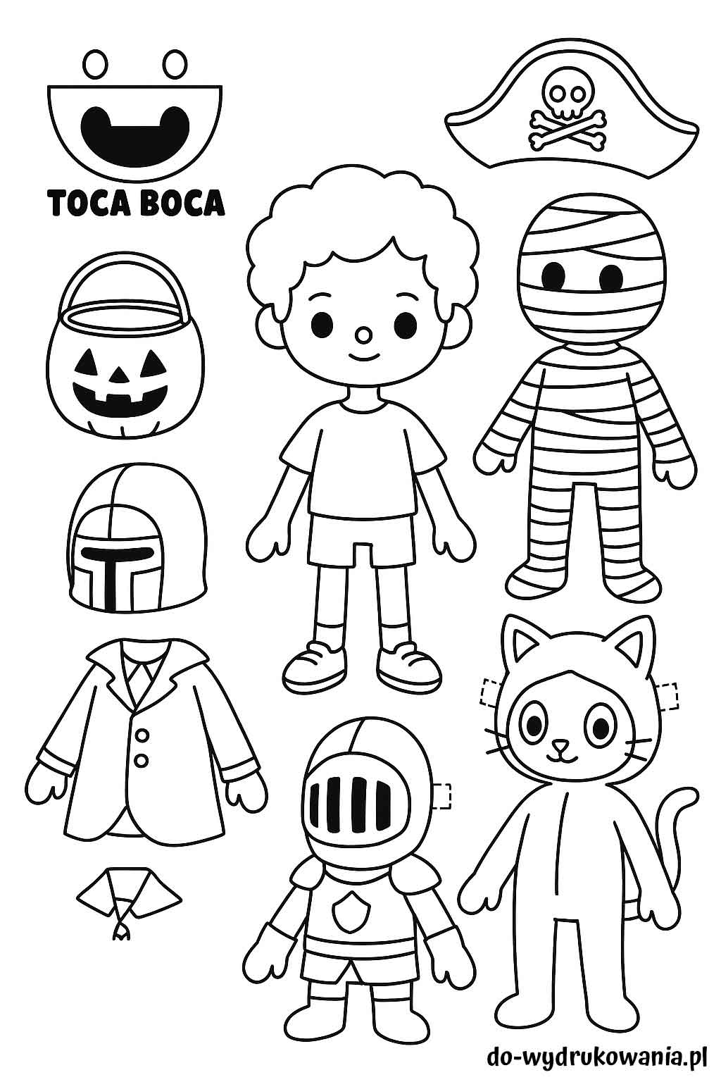 Kolorowanka Toca Boca na halloween 2 do wydrukowania w formacie pdf