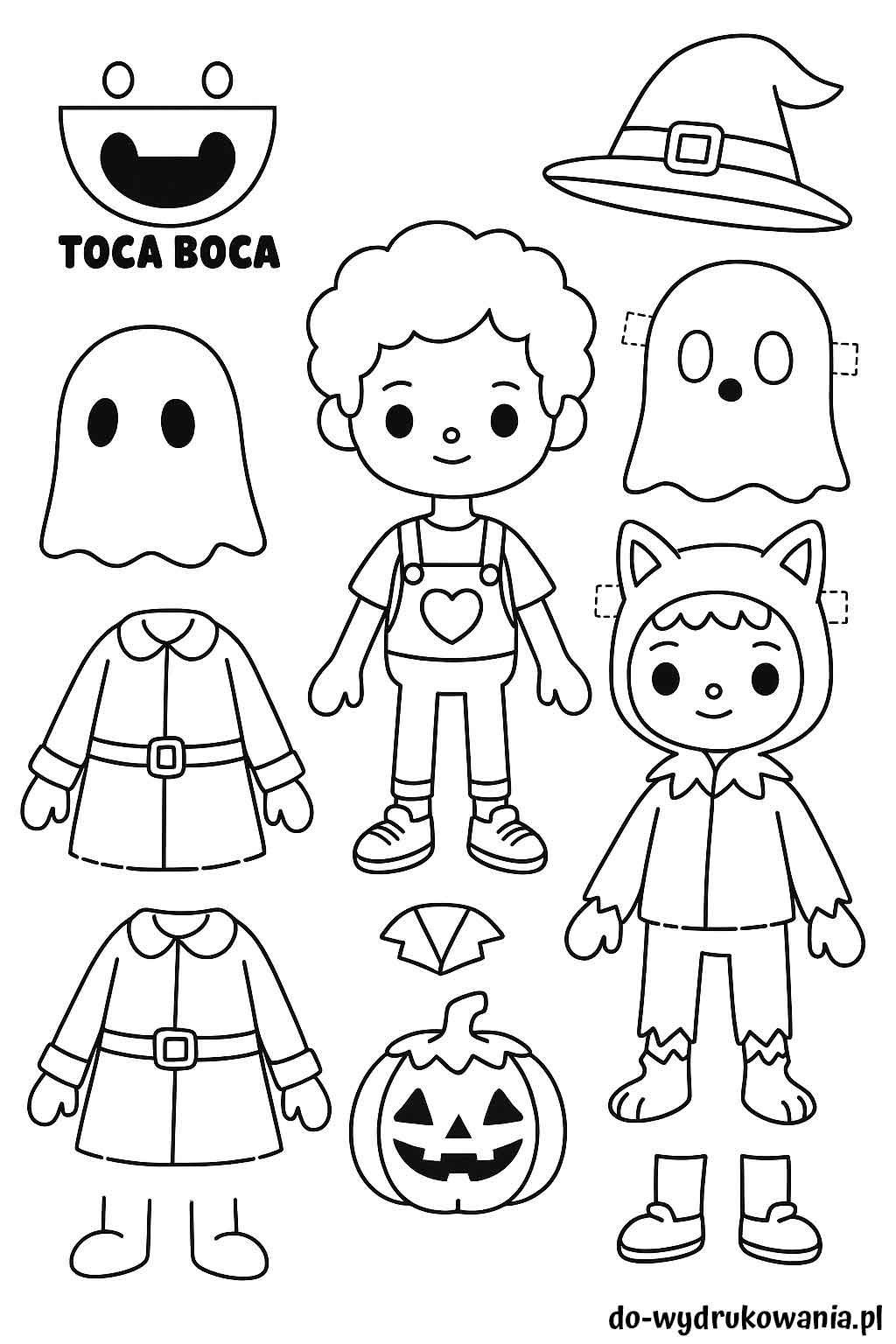 Kolorowanka Toca Boca na halloween do wydrukowania w formacie pdf