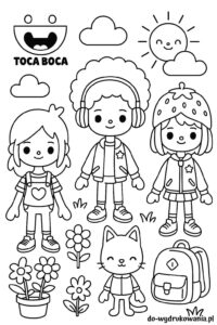 Kolorowanka Toca Boca z kotem do wydrukowania w formacie pdf