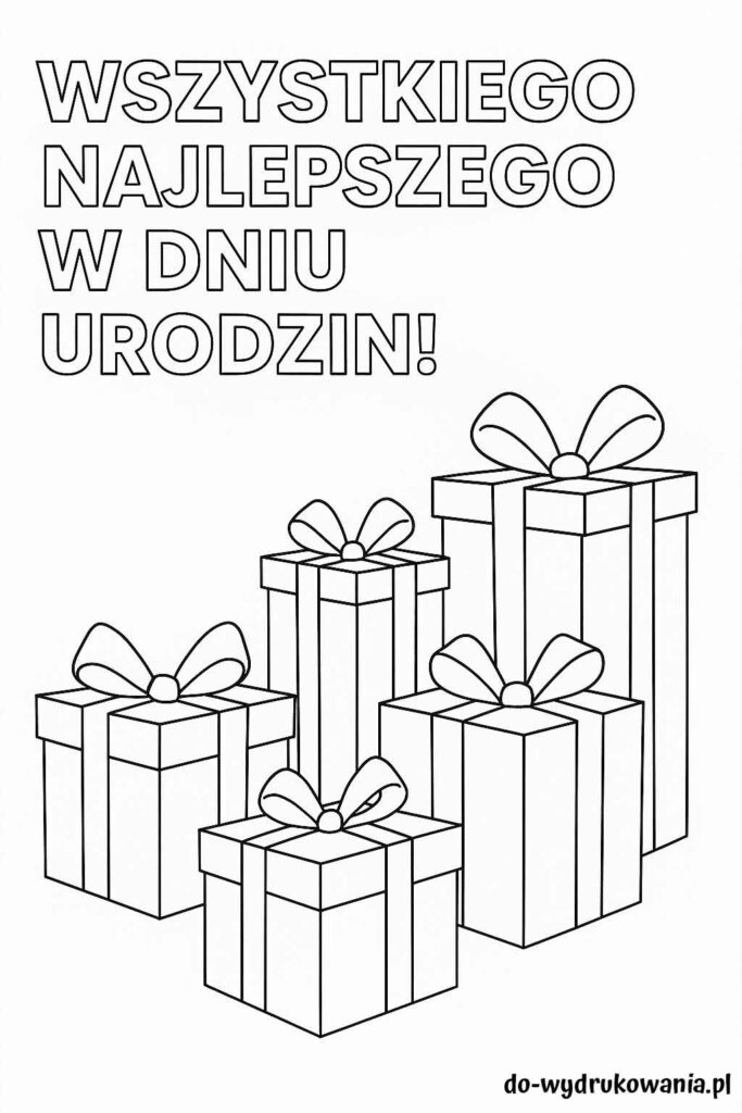 Kolorowanka Wszystkiego najlepszego z okazji urodzin do wydrukowania w formacie pdf