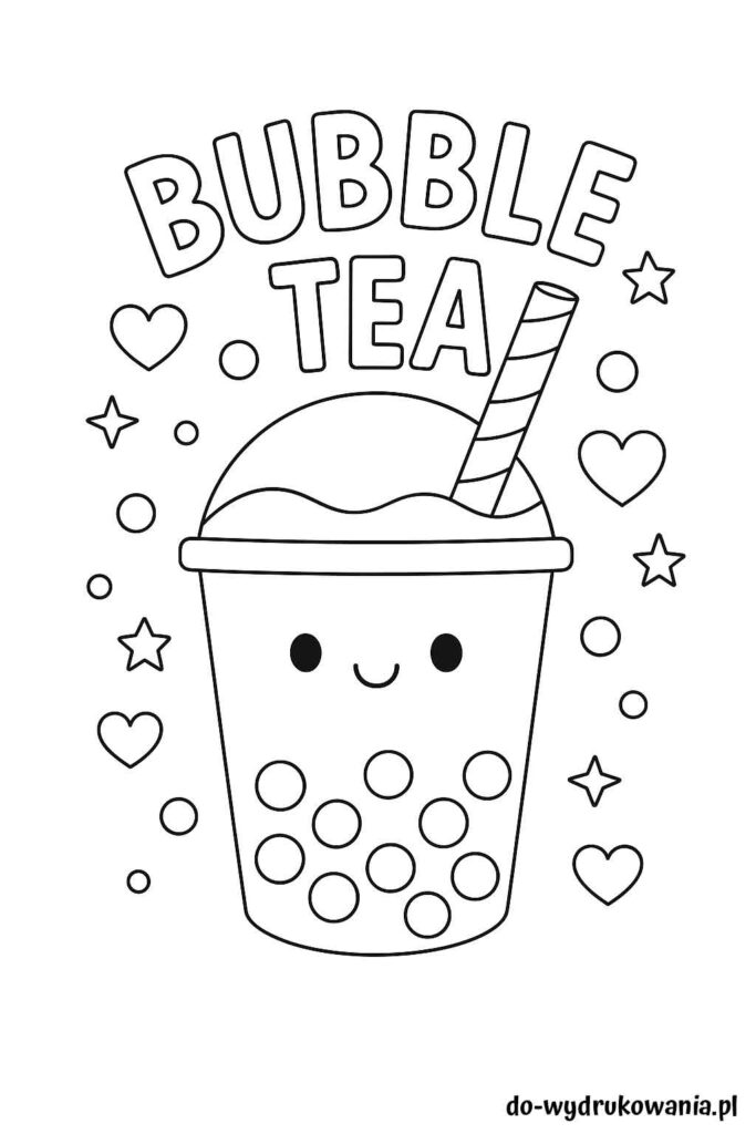 Kolorowanka bubble tea do wydrukowania w formacie pdf