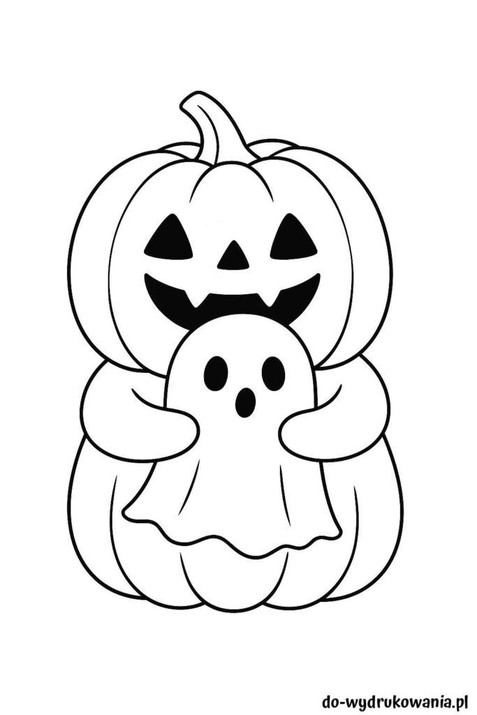 Kolorowanka dynia z duszkiem do wydrukowania w formacie pdf