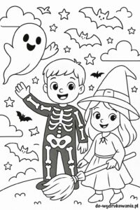 Kolorowanka dzieci na halloween do wydrukowania w formacie pdf