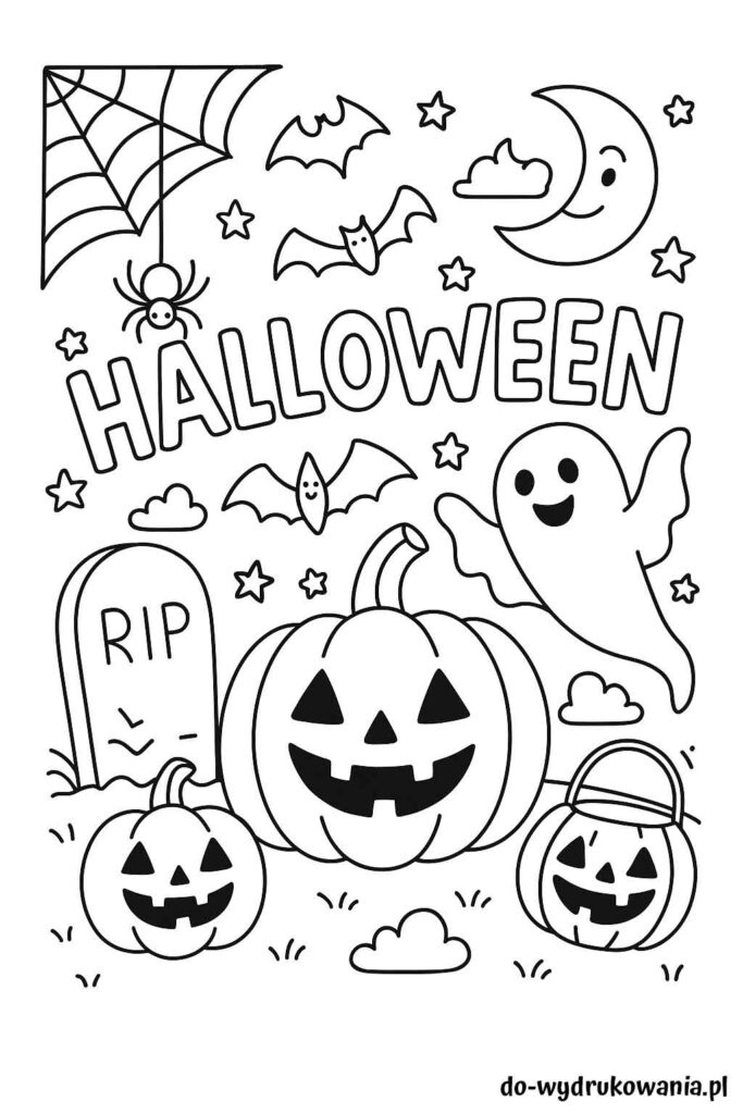 Kolorowanka halloween do wydrukowania w formacie pdf