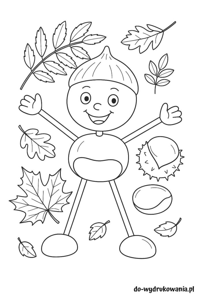 Kolorowanka kasztanowy ludzik do wydrukowania w formacie pdf