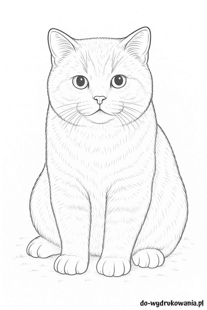 Kolorowanka kot brytyjski do wydrukowania w formacie pdf