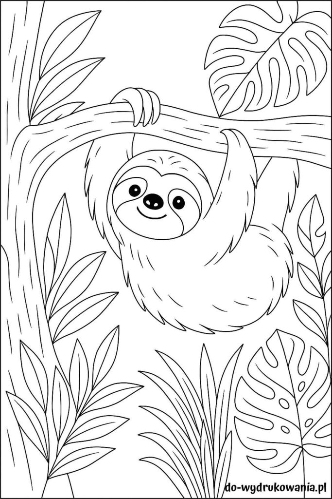Kolorowanka leniwiec do wydrukowania w formacie pdf