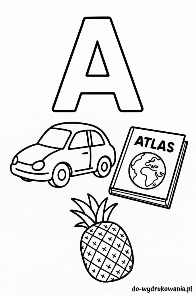 Kolorowanka litera A do wydrukowania w formacie pdf