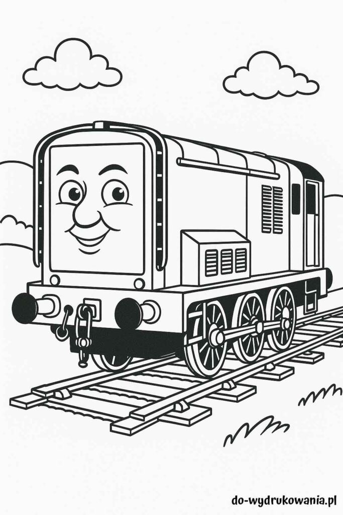 Kolorowanka lokomotywa Diesel do wydrukowania w formacie pdf